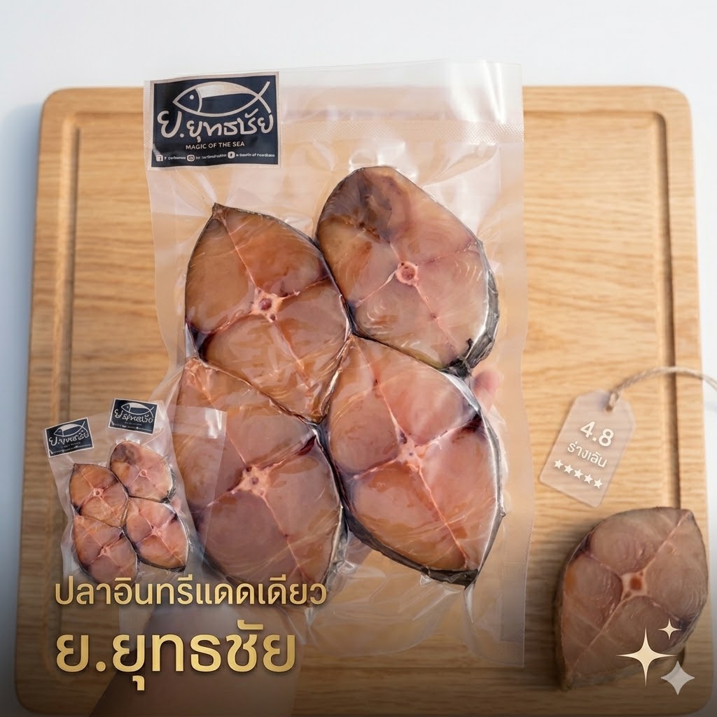 ปลาอินทรีแดดเดียว ย.ยุทธชัย ของดีหัวหิน แพ็กใหญ่ 500 กรัม (4 5 ชิ้น) ปลาอินทรีแดดเดียว ย.ยุทธชัย ของดีหัวหิน แพ็กใหญ่ 500 กรัม (4 5 ชิ้น)