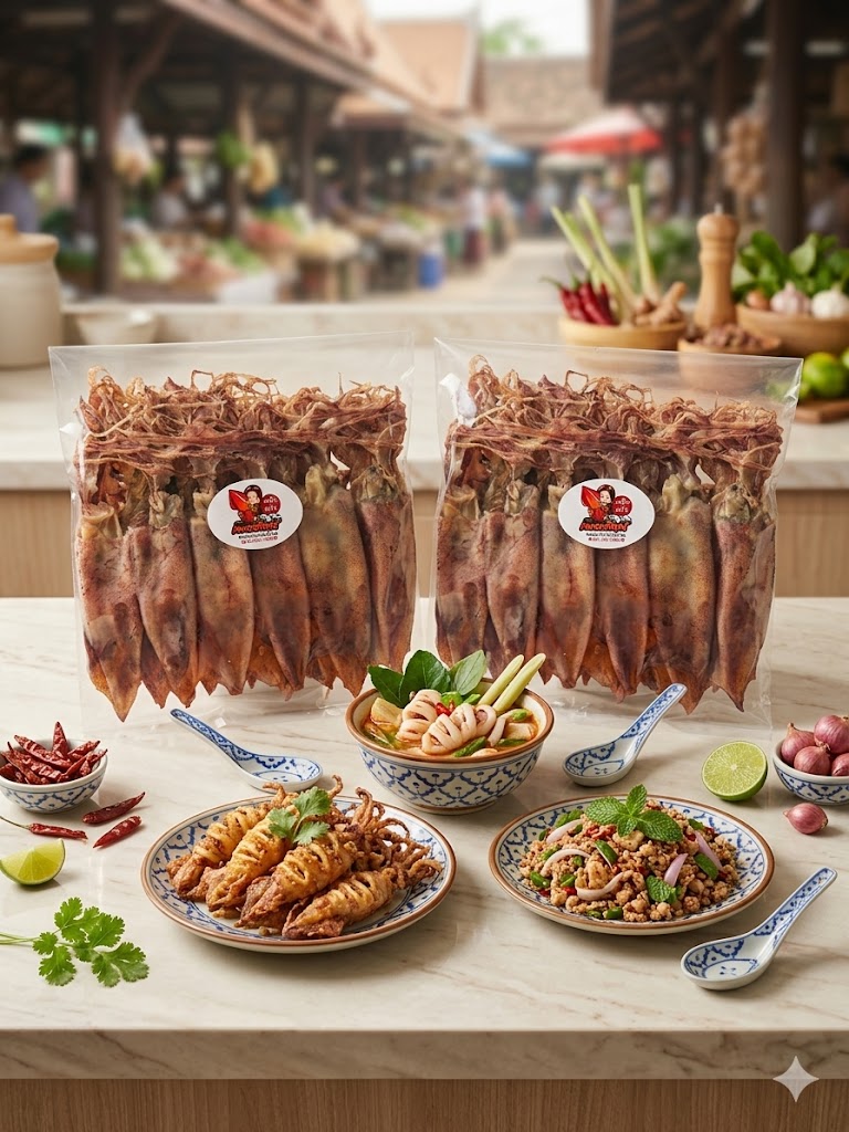ปลาหมึกแห้งคัดเกรดพรีเมียม ร้านกุ้งเพชรรัตน์ ของฝากจากปากน้ำปราณ แพ็กใหญ่ 500 กรัม ปลาหมึกแห้งคัดเกรดพรีเมียม ร้านกุ้งเพชรรัตน์ ของฝากจากปากน้ำปราณ แพ็กใหญ่ 500 กรัม